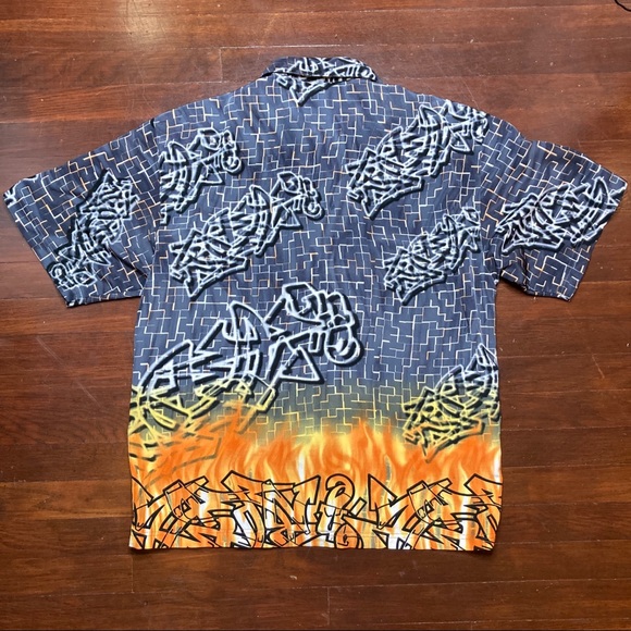 Y2K No Boundaries Full Print Graffiti Button Up - Picture 2 of 4
